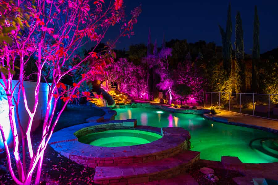 colorful pool lighting