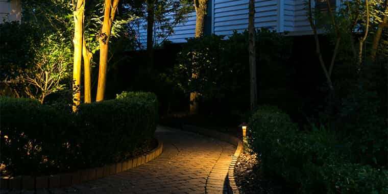 Outdoor pathway with lighting