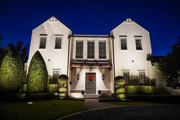 house with outdoor lighting