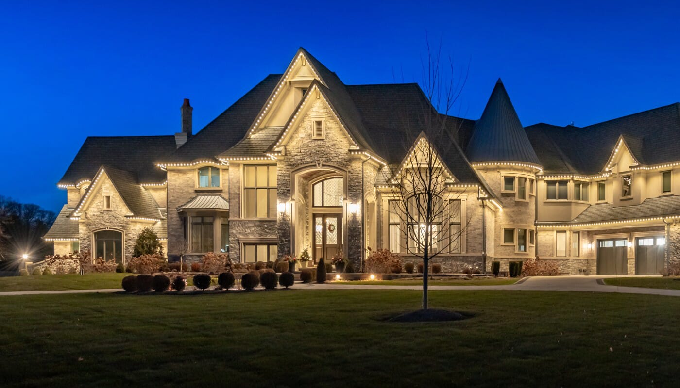 large home with custom lighting 