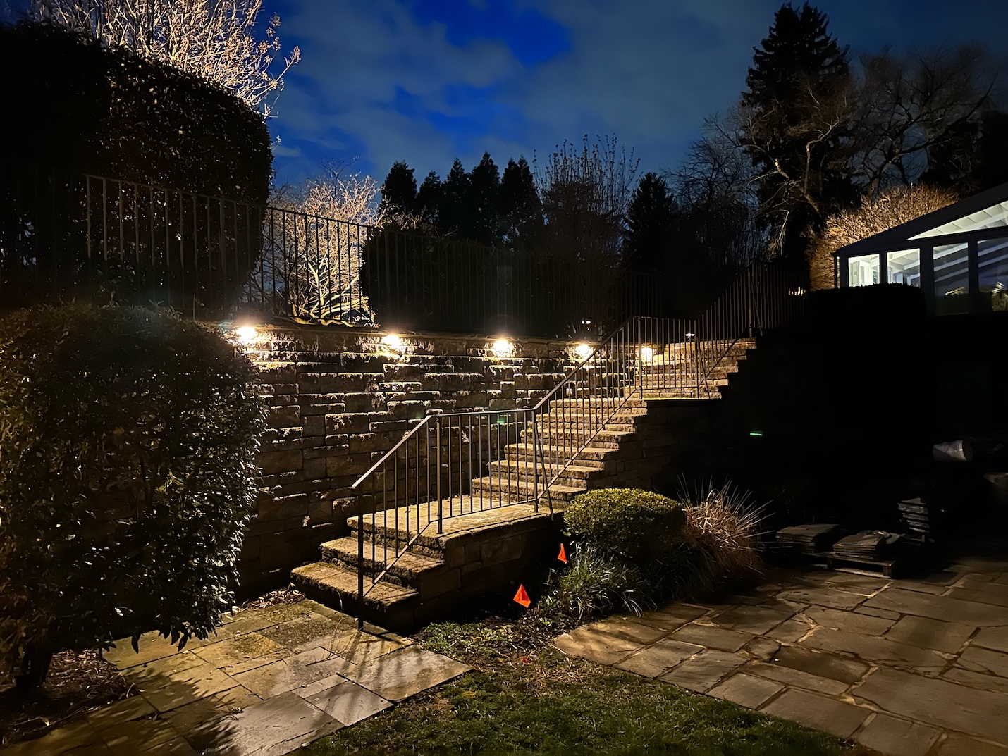 professional backyard lighting at night andover massachusetts