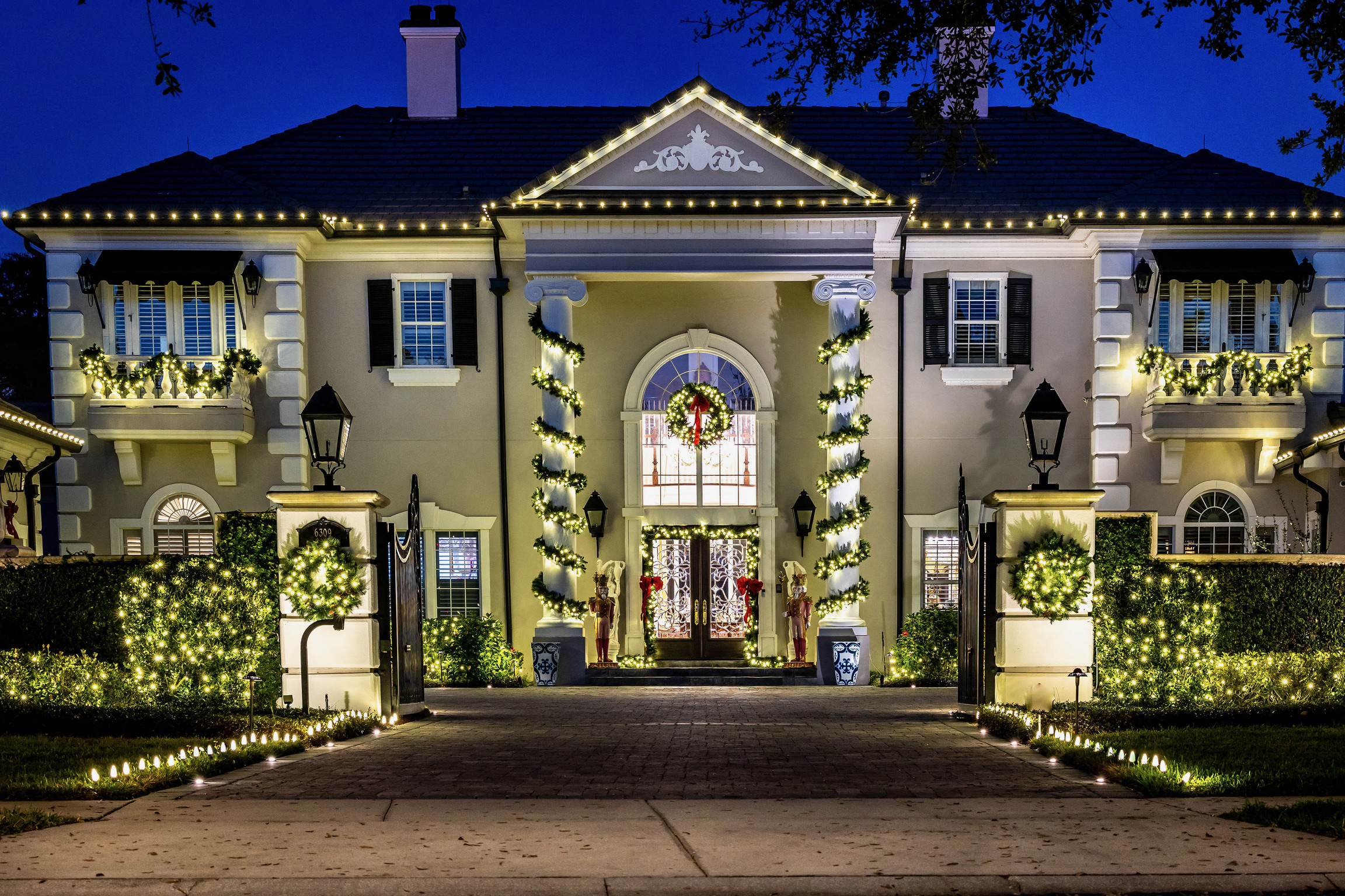 lights around house and bushes