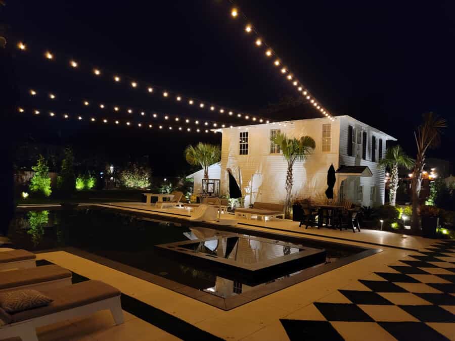 string lighting outdoors