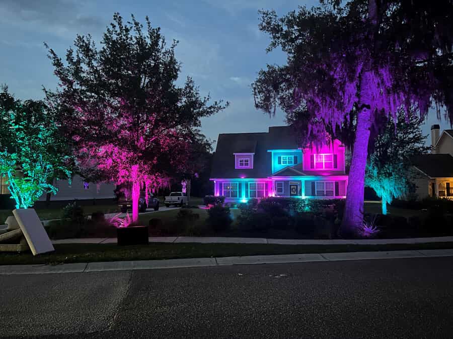 colorful exterior lighting